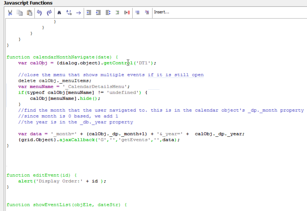 Calendar Month Navigate Ajax Callback